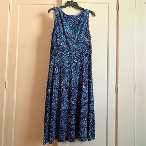 Jessica Howard Vibrant Blue and Purple Midi Dress, 12, EUC, Swing Skirt
